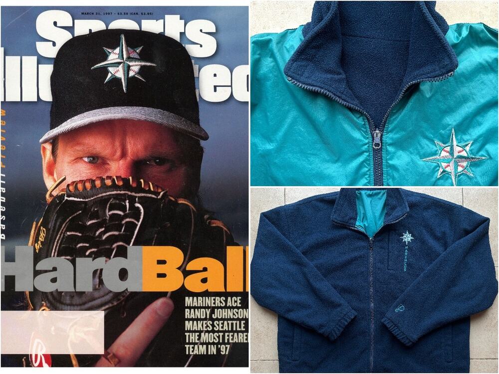 Seattle Mariners 90s PRO PLAYER puffer Reversible jacket L teal navy MLB vintage
